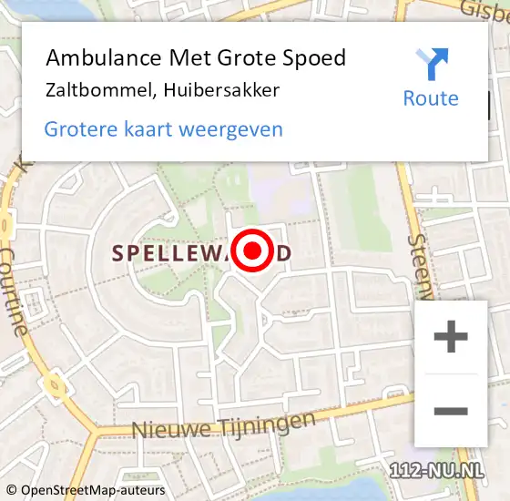 Locatie op kaart van de 112 melding: Ambulance Met Grote Spoed Naar Zaltbommel, Huibersakker op 29 oktober 2021 22:13