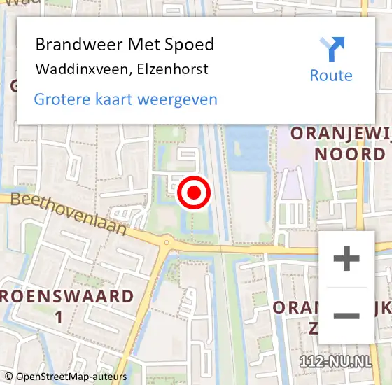 Locatie op kaart van de 112 melding: Brandweer Met Spoed Naar Waddinxveen, Elzenhorst op 29 oktober 2021 22:17