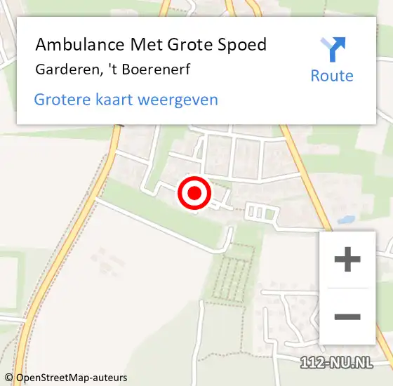 Locatie op kaart van de 112 melding: Ambulance Met Grote Spoed Naar Garderen, 't Boerenerf op 29 oktober 2021 22:19