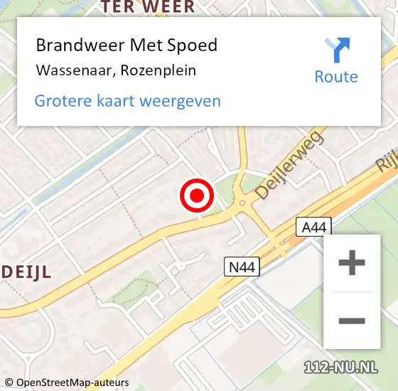 Locatie op kaart van de 112 melding: Brandweer Met Spoed Naar Wassenaar, Rozenplein op 29 oktober 2021 22:19