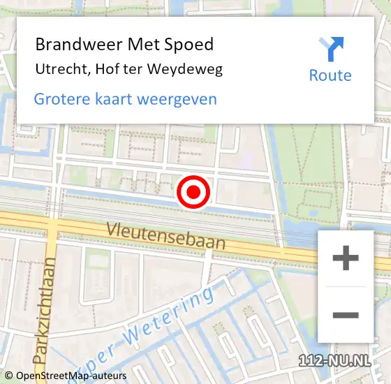 Locatie op kaart van de 112 melding: Brandweer Met Spoed Naar Utrecht, Hof ter Weydeweg op 29 oktober 2021 22:21