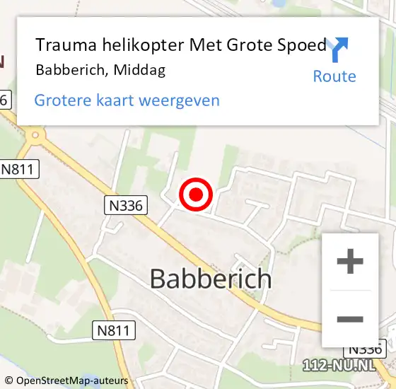 Locatie op kaart van de 112 melding: Trauma helikopter Met Grote Spoed Naar Babberich, Middag op 29 oktober 2021 22:33