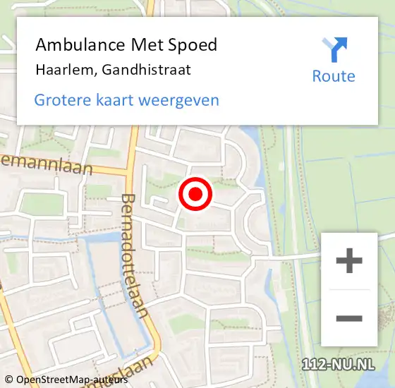 Locatie op kaart van de 112 melding: Ambulance Met Spoed Naar Haarlem, Gandhistraat op 29 oktober 2021 23:02