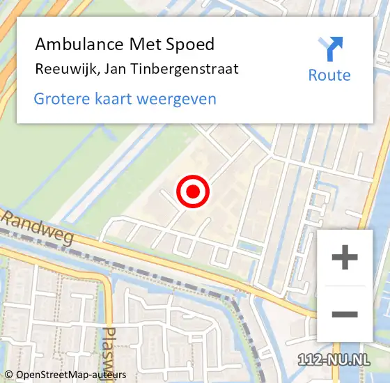 Locatie op kaart van de 112 melding: Ambulance Met Spoed Naar Reeuwijk, Jan Tinbergenstraat op 29 oktober 2021 23:06