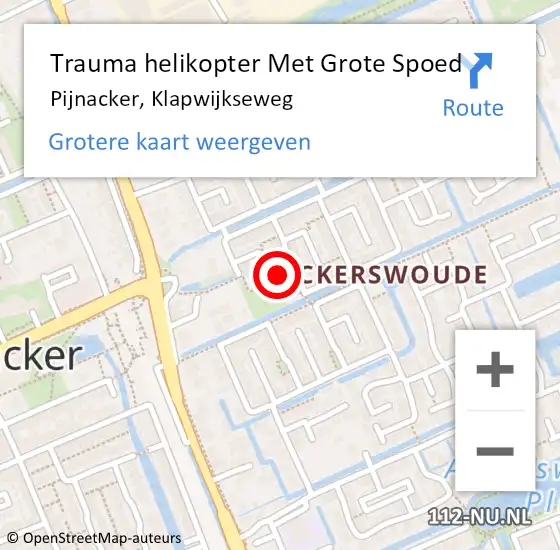 Locatie op kaart van de 112 melding: Trauma helikopter Met Grote Spoed Naar Pijnacker, Klapwijkseweg op 29 oktober 2021 23:08