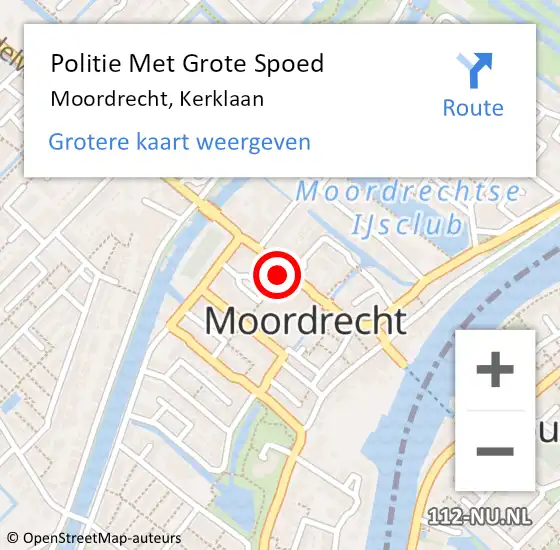 Locatie op kaart van de 112 melding: Politie Met Grote Spoed Naar Moordrecht, Kerklaan op 29 oktober 2021 23:10