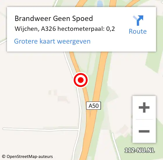 Locatie op kaart van de 112 melding: Brandweer Geen Spoed Naar Wijchen, A326 hectometerpaal: 0,2 op 29 oktober 2021 23:58