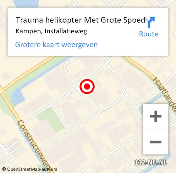 Locatie op kaart van de 112 melding: Trauma helikopter Met Grote Spoed Naar Kampen, Installatieweg op 30 oktober 2021 00:06