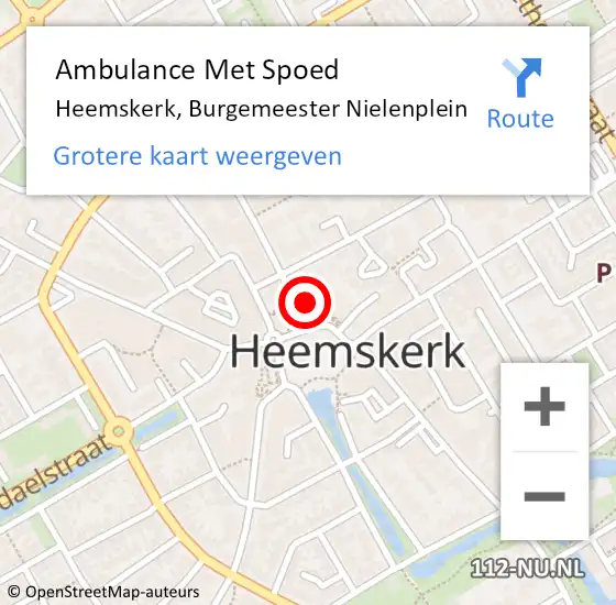 Locatie op kaart van de 112 melding: Ambulance Met Spoed Naar Heemskerk, Burgemeester Nielenplein op 30 oktober 2021 00:14