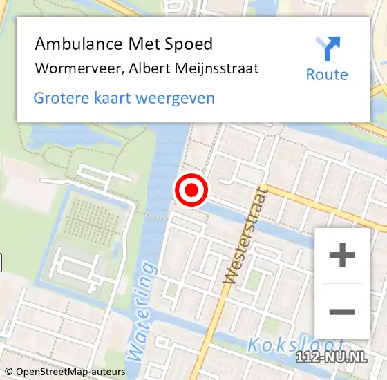 Locatie op kaart van de 112 melding: Ambulance Met Spoed Naar Wormerveer, Albert Meijnsstraat op 30 oktober 2021 00:27