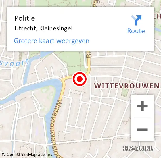 Locatie op kaart van de 112 melding: Politie Utrecht, Kleinesingel op 30 oktober 2021 00:28