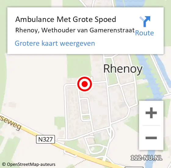 Locatie op kaart van de 112 melding: Ambulance Met Grote Spoed Naar Rhenoy, Wethouder van Gamerenstraat op 30 oktober 2021 00:30