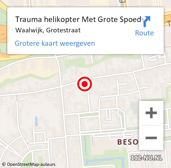 Locatie op kaart van de 112 melding: Trauma helikopter Met Grote Spoed Naar Waalwijk, Grotestraat op 30 oktober 2021 00:43