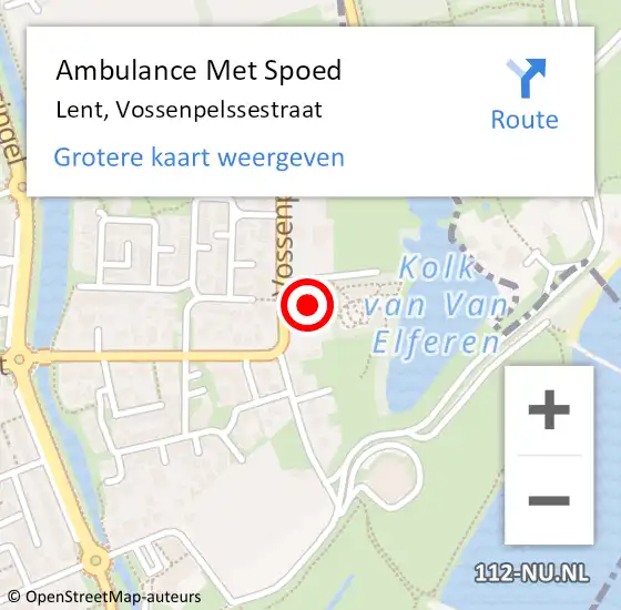 Locatie op kaart van de 112 melding: Ambulance Met Spoed Naar Lent, Vossenpelssestraat op 30 oktober 2021 00:50