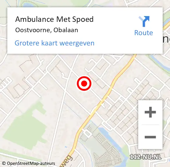 Locatie op kaart van de 112 melding: Ambulance Met Spoed Naar Oostvoorne, Obalaan op 30 oktober 2021 01:37