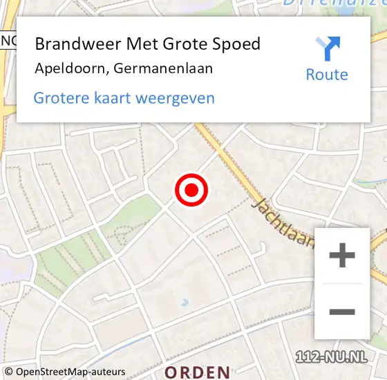 Locatie op kaart van de 112 melding: Brandweer Met Grote Spoed Naar Apeldoorn, Germanenlaan op 30 oktober 2021 01:40