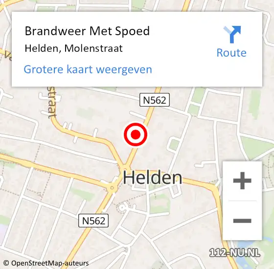 Locatie op kaart van de 112 melding: Brandweer Met Spoed Naar Helden, Molenstraat op 30 oktober 2021 02:23