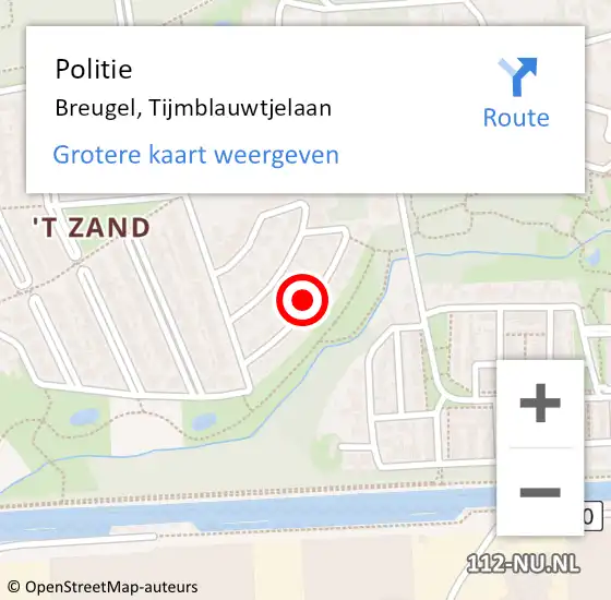 Locatie op kaart van de 112 melding: Politie Breugel, Tijmblauwtjelaan op 30 oktober 2021 02:31