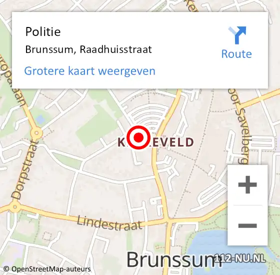 Locatie op kaart van de 112 melding: Politie Brunssum, Raadhuisstraat op 30 oktober 2021 02:58