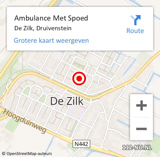 Locatie op kaart van de 112 melding: Ambulance Met Spoed Naar De Zilk, Druivenstein op 30 oktober 2021 03:10