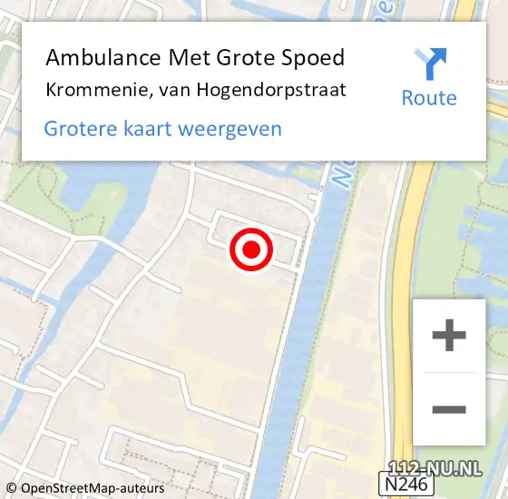 Locatie op kaart van de 112 melding: Ambulance Met Grote Spoed Naar Krommenie, van Hogendorpstraat op 30 oktober 2021 03:18