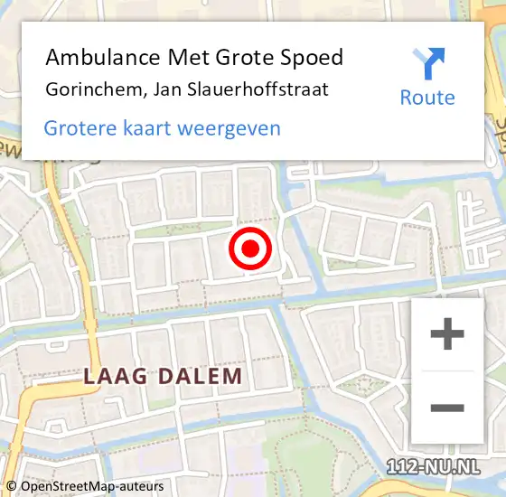 Locatie op kaart van de 112 melding: Ambulance Met Grote Spoed Naar Gorinchem, Jan Slauerhoffstraat op 30 oktober 2021 03:40