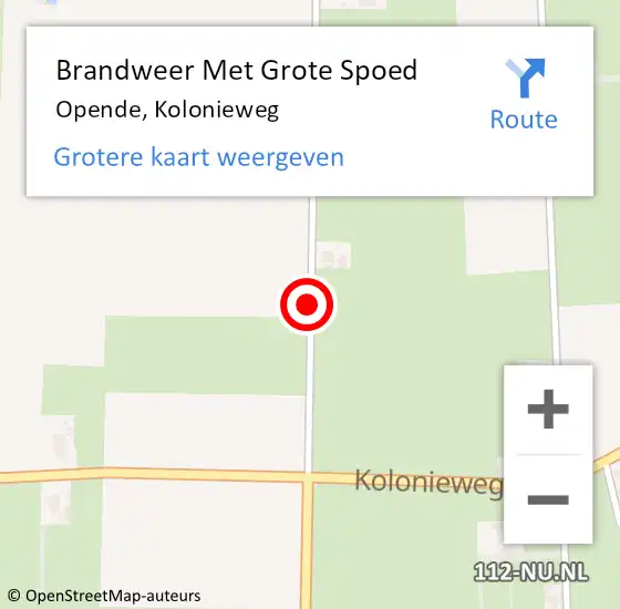 Locatie op kaart van de 112 melding: Brandweer Met Grote Spoed Naar Opende, Kolonieweg op 30 oktober 2021 04:15