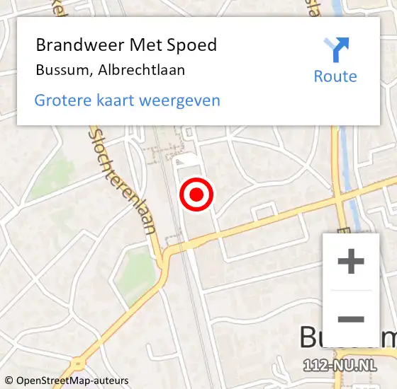 Locatie op kaart van de 112 melding: Brandweer Met Spoed Naar Bussum, Albrechtlaan op 30 oktober 2021 04:23