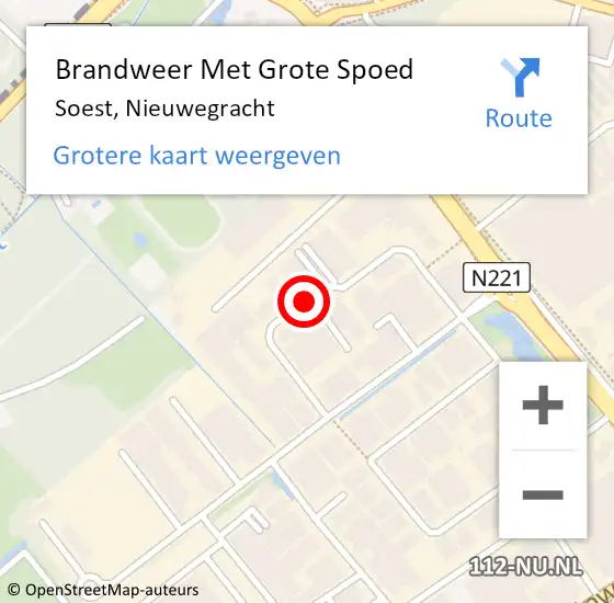 Locatie op kaart van de 112 melding: Brandweer Met Grote Spoed Naar Soest, Nieuwegracht op 30 oktober 2021 04:24