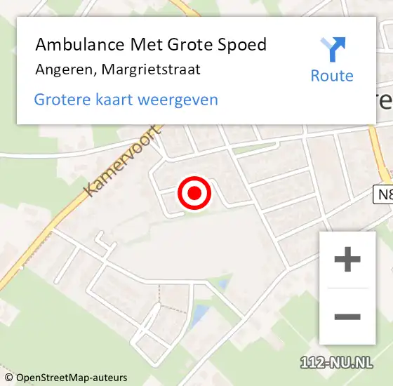 Locatie op kaart van de 112 melding: Ambulance Met Grote Spoed Naar Angeren, Margrietstraat op 30 oktober 2021 04:27