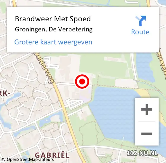 Locatie op kaart van de 112 melding: Brandweer Met Spoed Naar Groningen, De Verbetering op 30 oktober 2021 06:28