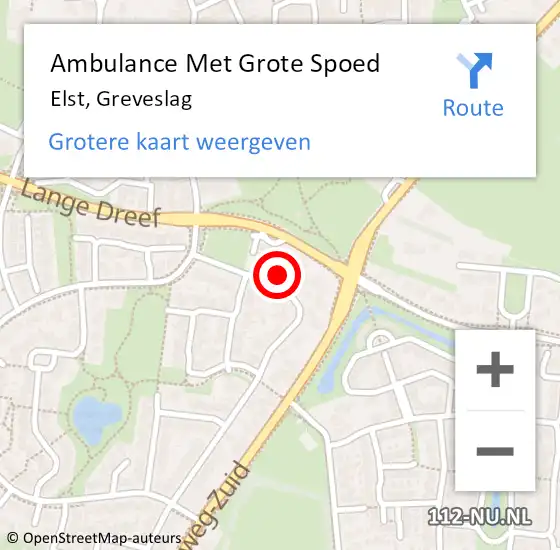 Locatie op kaart van de 112 melding: Ambulance Met Grote Spoed Naar Elst, Greveslag op 30 oktober 2021 06:32