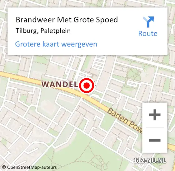 Locatie op kaart van de 112 melding: Brandweer Met Grote Spoed Naar Tilburg, Paletplein op 30 oktober 2021 07:31