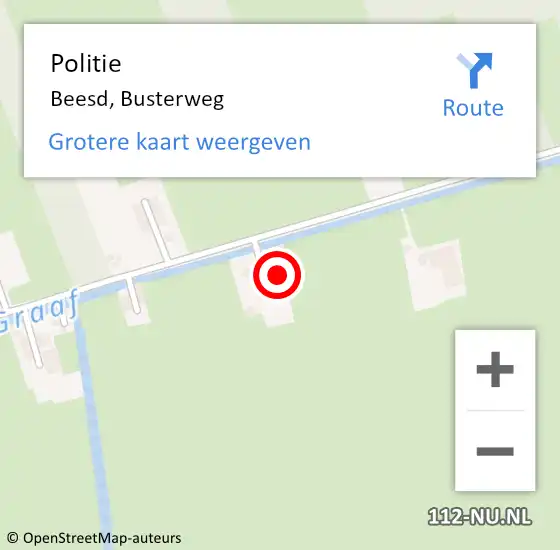 Locatie op kaart van de 112 melding: Politie Beesd, Busterweg op 30 oktober 2021 08:02