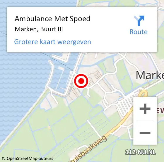 Locatie op kaart van de 112 melding: Ambulance Met Spoed Naar Marken, Buurt III op 30 oktober 2021 08:07