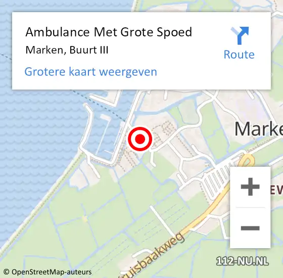 Locatie op kaart van de 112 melding: Ambulance Met Grote Spoed Naar Marken, Buurt III op 30 oktober 2021 08:09