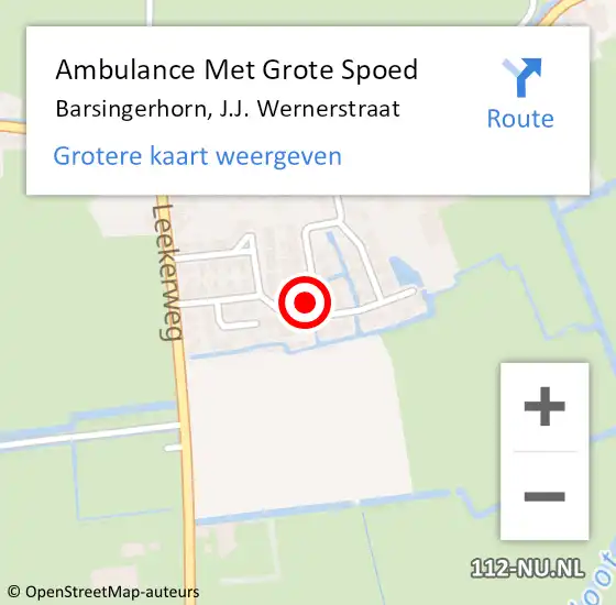 Locatie op kaart van de 112 melding: Ambulance Met Grote Spoed Naar Barsingerhorn, J.J. Wernerstraat op 30 oktober 2021 08:18