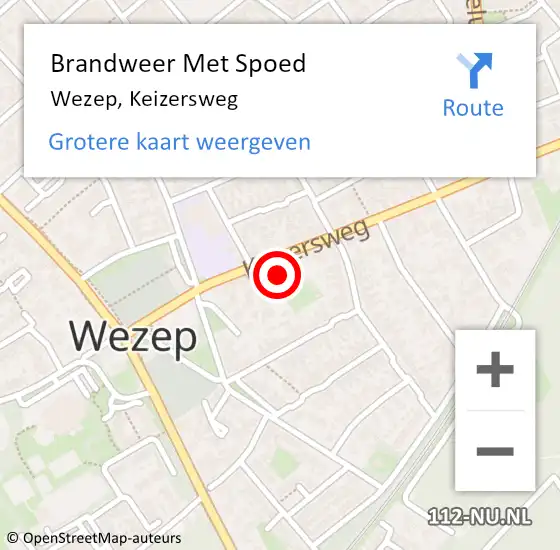 Locatie op kaart van de 112 melding: Brandweer Met Spoed Naar Wezep, Keizersweg op 30 oktober 2021 08:33