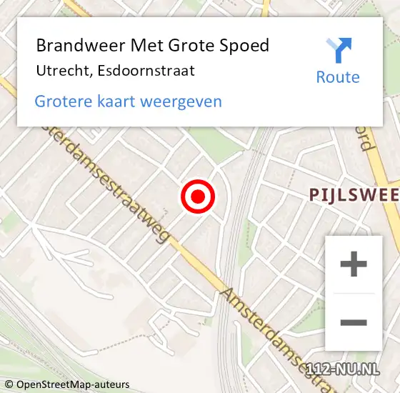 Locatie op kaart van de 112 melding: Brandweer Met Grote Spoed Naar Utrecht, Esdoornstraat op 30 oktober 2021 08:49