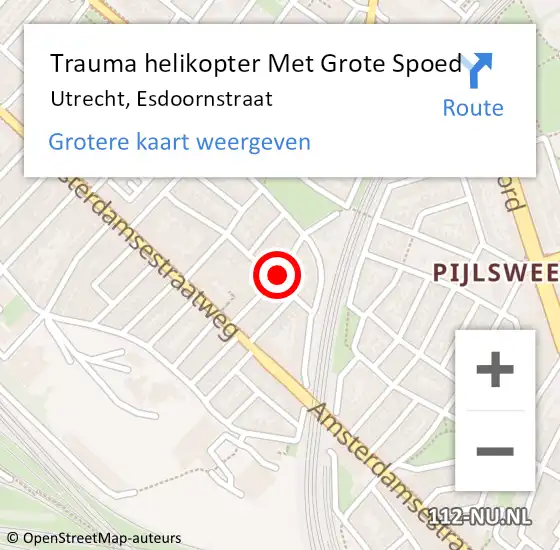 Locatie op kaart van de 112 melding: Trauma helikopter Met Grote Spoed Naar Utrecht, Esdoornstraat op 30 oktober 2021 08:50