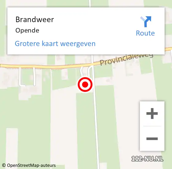 Locatie op kaart van de 112 melding: Brandweer Opende op 30 oktober 2021 09:10