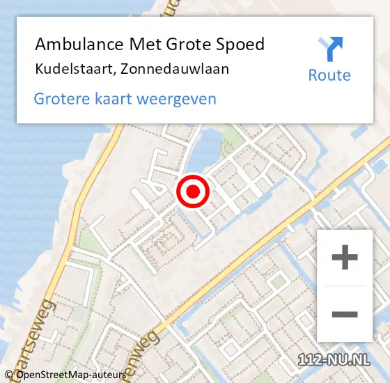 Locatie op kaart van de 112 melding: Ambulance Met Grote Spoed Naar Kudelstaart, Zonnedauwlaan op 30 oktober 2021 09:14