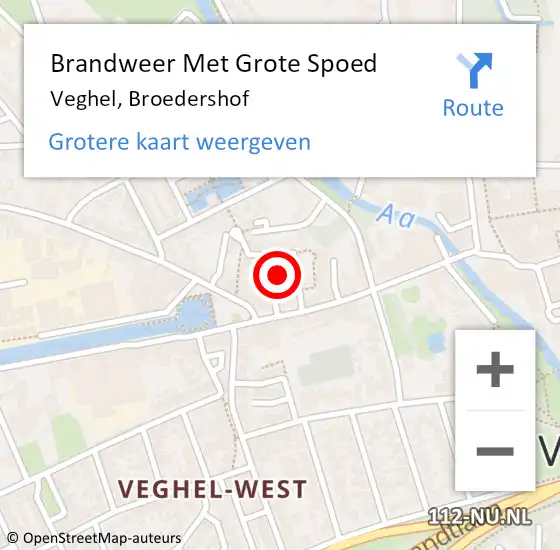 Locatie op kaart van de 112 melding: Brandweer Met Grote Spoed Naar Veghel, Broedershof op 30 oktober 2021 09:18