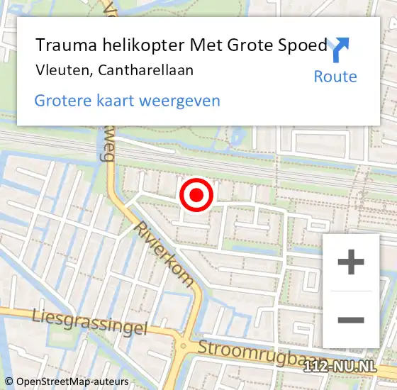 Locatie op kaart van de 112 melding: Trauma helikopter Met Grote Spoed Naar Vleuten, Cantharellaan op 30 oktober 2021 09:47