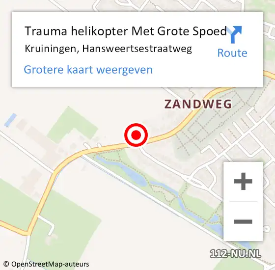 Locatie op kaart van de 112 melding: Trauma helikopter Met Grote Spoed Naar Kruiningen, Hansweertsestraatweg op 30 oktober 2021 09:56