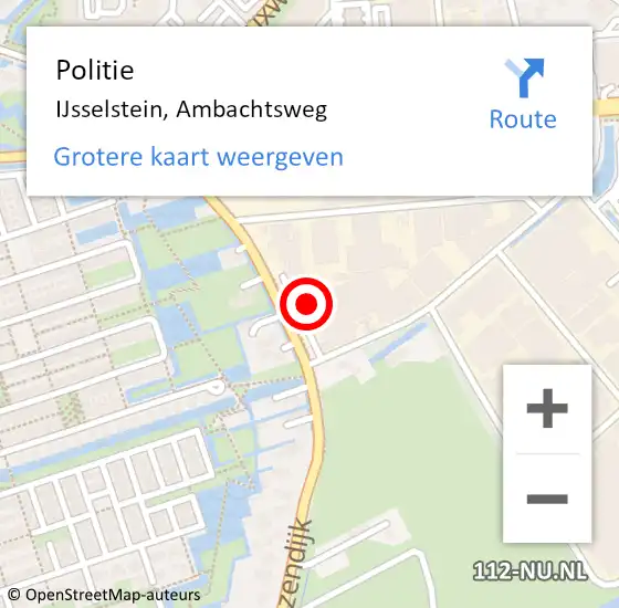 Locatie op kaart van de 112 melding: Politie IJsselstein, Ambachtsweg op 30 oktober 2021 10:11