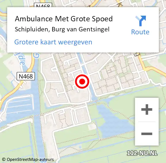 Locatie op kaart van de 112 melding: Ambulance Met Grote Spoed Naar Schipluiden, Burg van Gentsingel op 30 oktober 2021 10:23