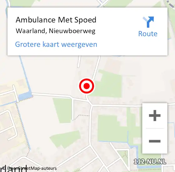 Locatie op kaart van de 112 melding: Ambulance Met Spoed Naar Waarland, Nieuwboerweg op 30 oktober 2021 10:26