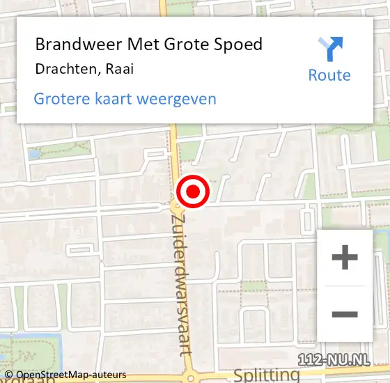 Locatie op kaart van de 112 melding: Brandweer Met Grote Spoed Naar Drachten, Raai op 30 oktober 2021 10:28