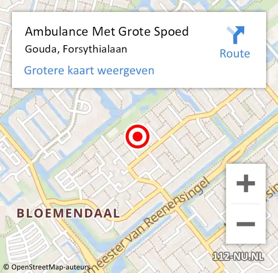 Locatie op kaart van de 112 melding: Ambulance Met Grote Spoed Naar Gouda, Forsythialaan op 30 oktober 2021 10:28